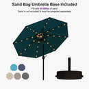 PURPLE LEAF Black Frame Tilting Market Umbrella with Lights Table Umbrella with Base Outside Patio
