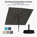 PURPLE LEAF Black Frame Tilting Market Umbrella with Lights Table Umbrella with Base Outside Patio