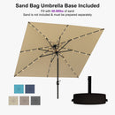 PURPLE LEAF Black Frame Tilting Market Umbrella with Lights Table Umbrella with Base Outside Patio