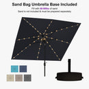 PURPLE LEAF Black Frame Tilting Market Umbrella with Lights Table Umbrella with Base Outside Patio
