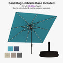 PURPLE LEAF Black Frame Tilting Market Umbrella with Lights Table Umbrella with Base Outside Patio