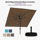 PURPLE LEAF Black Frame Tilting Market Umbrella with Lights Table Umbrella with Base Outside Patio