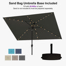 PURPLE LEAF Black Frame Tilting Market Umbrella with Lights Table Umbrella with Base Outside Patio