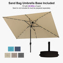 PURPLE LEAF Black Frame Tilting Market Umbrella with Lights Table Umbrella with Base Outside Patio