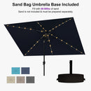 PURPLE LEAF Black Frame Tilting Market Umbrella with Lights Table Umbrella with Base Outside Patio