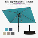 PURPLE LEAF Black Frame Tilting Market Umbrella with Lights Table Umbrella with Base Outside Patio
