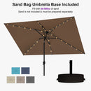 PURPLE LEAF Black Frame Tilting Market Umbrella with Lights Table Umbrella with Base Outside Patio