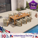 PURPLE LEAF Byron Outdoor Dining Set with Blended Olefin Cushion Aluminum Luxury Patio Furniture Dining Set All Weather Wicker Dining Sets for Backyard Deck, Teak