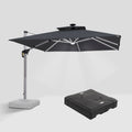 PURPLE LEAF Square Cantilever Umbrella with Base, Outdoor Umbrellas with Lights