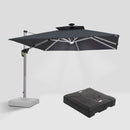 PURPLE LEAF Square Cantilever Umbrella with Base, Outdoor Umbrellas with Lights