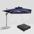 PURPLE LEAF Square Cantilever Umbrella with Base, Outdoor Umbrellas with Lights
