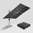 PURPLE LEAF Square Cantilever Umbrella with Base, Outdoor Umbrellas with Lights