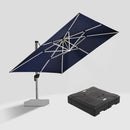 PURPLE LEAF Square Cantilever Umbrella with Base, Outdoor Umbrellas with Lights