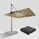 PURPLE LEAF Square Cantilever Umbrella with Base, Outdoor Umbrellas with Lights