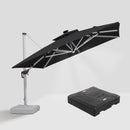 PURPLE LEAF Square Cantilever Umbrella with Base, Outdoor Umbrellas with Lights