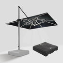 PURPLE LEAF Square Cantilever Umbrella with Base, Outdoor Umbrellas with Lights