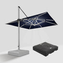 PURPLE LEAF Square Cantilever Umbrella with Base, Outdoor Umbrellas with Lights