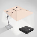 PURPLE LEAF Rectangular Cantilever Umbrella with Base, Outdoor Umbrellas with Lights