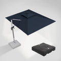PURPLE LEAF Rectangular Cantilever Umbrella with Base, Outdoor Umbrellas with Lights