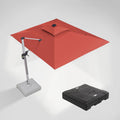 PURPLE LEAF Rectangular Cantilever Umbrella with Base, Outdoor Umbrellas with Lights
