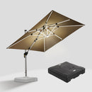 PURPLE LEAF Square Cantilever Umbrella with Base, Outdoor Umbrellas with Lights