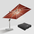 PURPLE LEAF Square Cantilever Umbrella with Base, Outdoor Umbrellas with Lights