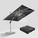 PURPLE LEAF Square Cantilever Umbrella with Base, Outdoor Umbrellas with Lights