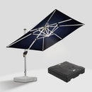 PURPLE LEAF Square Cantilever Umbrella with Base, Outdoor Umbrellas with Lights