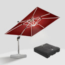 PURPLE LEAF Square Cantilever Umbrella with Base, Outdoor Umbrellas with Lights