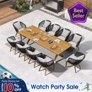 PURPLE LEAF Teak Patio Dining Set with Cushions and Pillow All-Weather Wicker Patio Table Set for Garden, Deck, and Yard