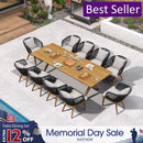 PURPLE LEAF Teak Patio Dining Set with Cushions and Pillow All-Weather Wicker Patio Table Set for Garden, Deck, and Yard