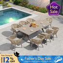 PURPLE LEAF 7/9/11 Pieces Outdoor Dining Set Aluminum Table & Wicker Rattan Chairs Modern Patio Furniture Set for Deck