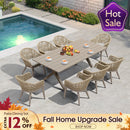 PURPLE LEAF 7/9/11 Pieces Outdoor Dining Set Aluminium Dining Table and Woven Rattan Chairs Dining Furniture Set with Cushions for Deck Patio Champagne