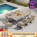 PURPLE LEAF 7/9/11 Pieces Outdoor Dining Set Aluminum Table & Wicker Rattan Chairs Modern Patio Furniture Set for Deck