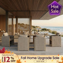 PURPLE LEAF Sanori Patio Dining Set Modern Large Weather-Resistant Table and Aluminum Chairs with Cushions for Garden Beige