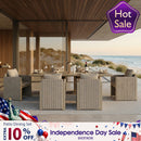 PURPLE LEAF Sanori Patio Dining Set Modern Large Weather-Resistant Table and Aluminum Chairs with Cushions for Garden Beige