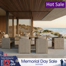 PURPLE LEAF Sanori Patio Dining Set Modern Large Weather-Resistant Table and Aluminum Chairs with Cushions for Garden Beige