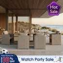 PURPLE LEAF Sanori Patio Dining Set Modern Large Weather-Resistant Table and Aluminum Chairs with Cushions for Garden Beige