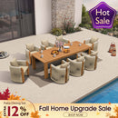 PURPLE LEAF Byron Outdoor Dining Set with Blended Olefin Cushion Aluminum Luxury Patio Furniture Dining Set All Weather Wicker Dining Sets for Backyard Deck, Teak