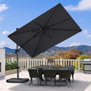 PURPLE LEAF Lateral Tilt Patio Umbrella with Base, 360° Swivel Cantilever Umbrella with Stand