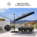 PURPLE LEAF Lateral Tilt Patio Umbrella with Base, 360° Swivel Cantilever Umbrella with Stand
