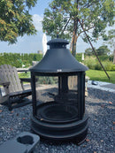 PURPLE LEAF Outdoor Fireplace Wood Burning Fire Pit with Chimney Spark Screen and Grill Grate for Patio Backyard