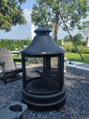 PURPLE LEAF Outdoor Fireplace Wood Burning Fire Pit with Chimney Spark Screen and Grill Grate for Patio Backyard