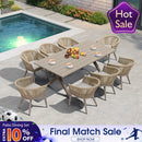 PURPLE LEAF 7/9/11 Pieces Outdoor Dining Set Aluminum Table & Wicker Rattan Chairs Modern Patio Furniture Set for Deck