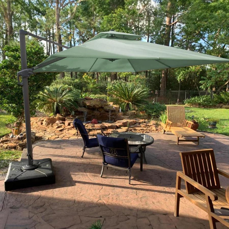 PURPLE LEAF Double Top Cantilever Patio Umbrella UV50+ Fade Resistant Outdoor Umbrellas