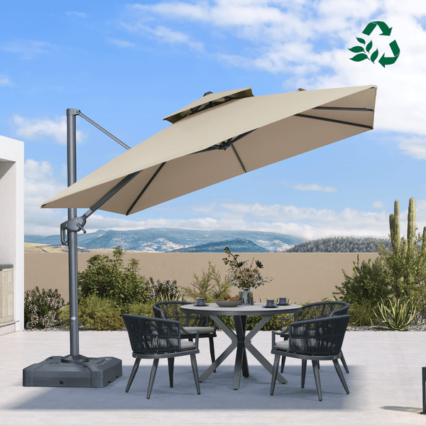 high end patio umbrella square base 10x10 ft Aluminum Cantilever - Double Top A manual tilt lets you adjust the height of the canopy clihome 11 ft. Patio Umbrella
