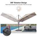 PURPLE LEAF UV Resistant Left-right Tilting Patio Umbrella Swivel Outdoor Umbrella