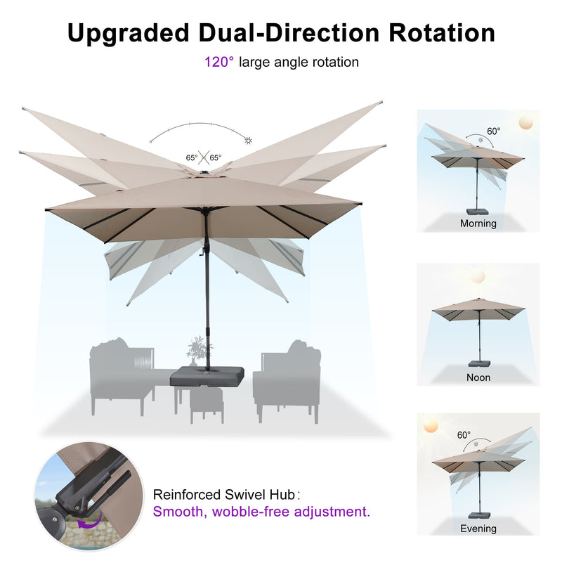 PURPLE LEAF UV Resistant Left-right Tilting Patio Umbrella Swivel Outdoor Umbrella