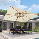 PURPLE LEAF 9 x 12 / 10 x 13 ft Rectangular Patio Umbrella Aluminum Cantilever Umbrella in Wood Color