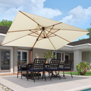 PURPLE LEAF 9 x 12 / 10 x 13 ft Rectangular Patio Umbrella Aluminum Cantilever Umbrella in Wood Color